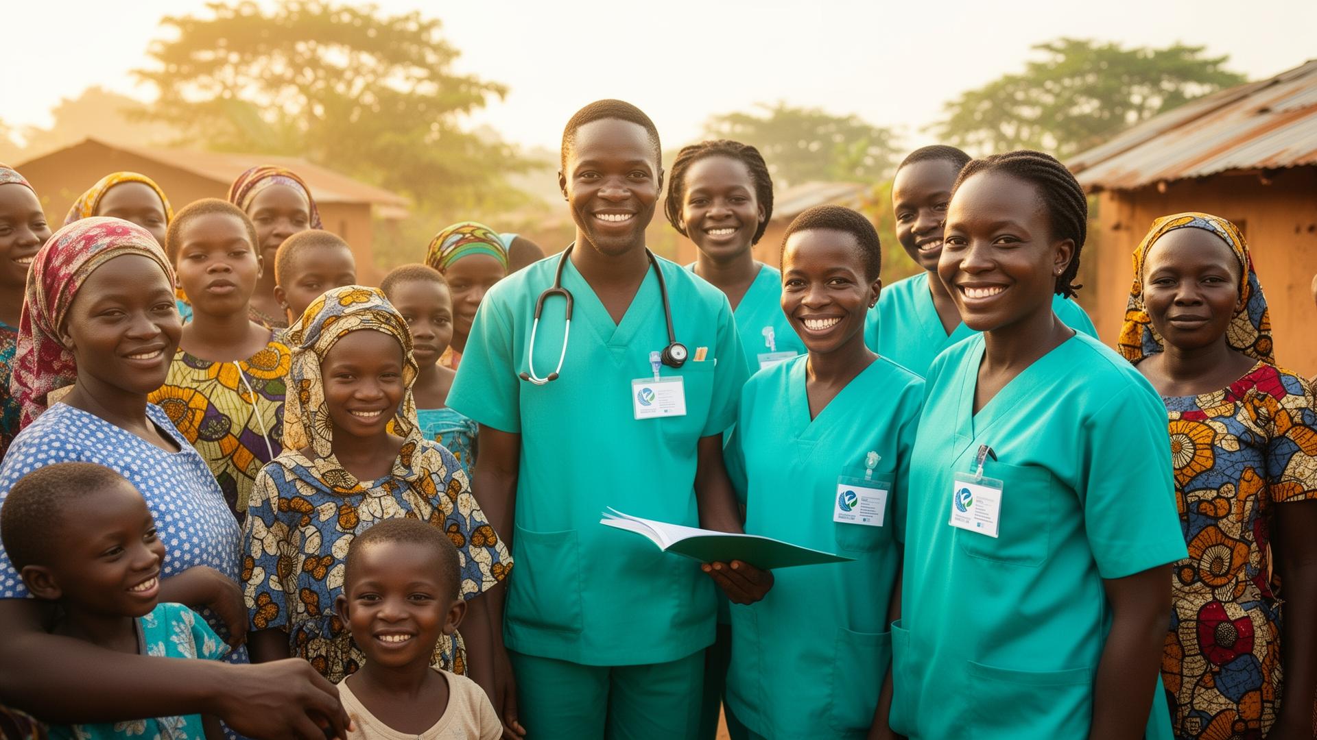 Health workers and community members during an international outreach